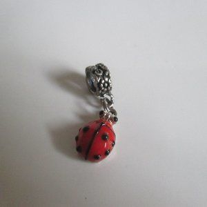 Blown Glass Ladybug Sterling silver dangle charm for Pandora bracelet